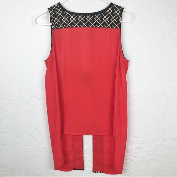 THML Red Sleeveless Blouse with Geometric Trim-S - Picture 2 of 12